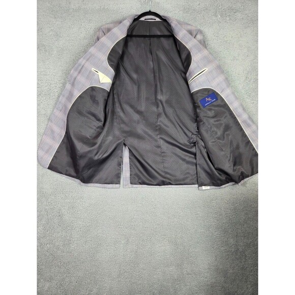 Apollo King Gray 3pc Suit 42L Pants 36L 38x28 Windowpane Houndstooth Check - Picture 4 of 14